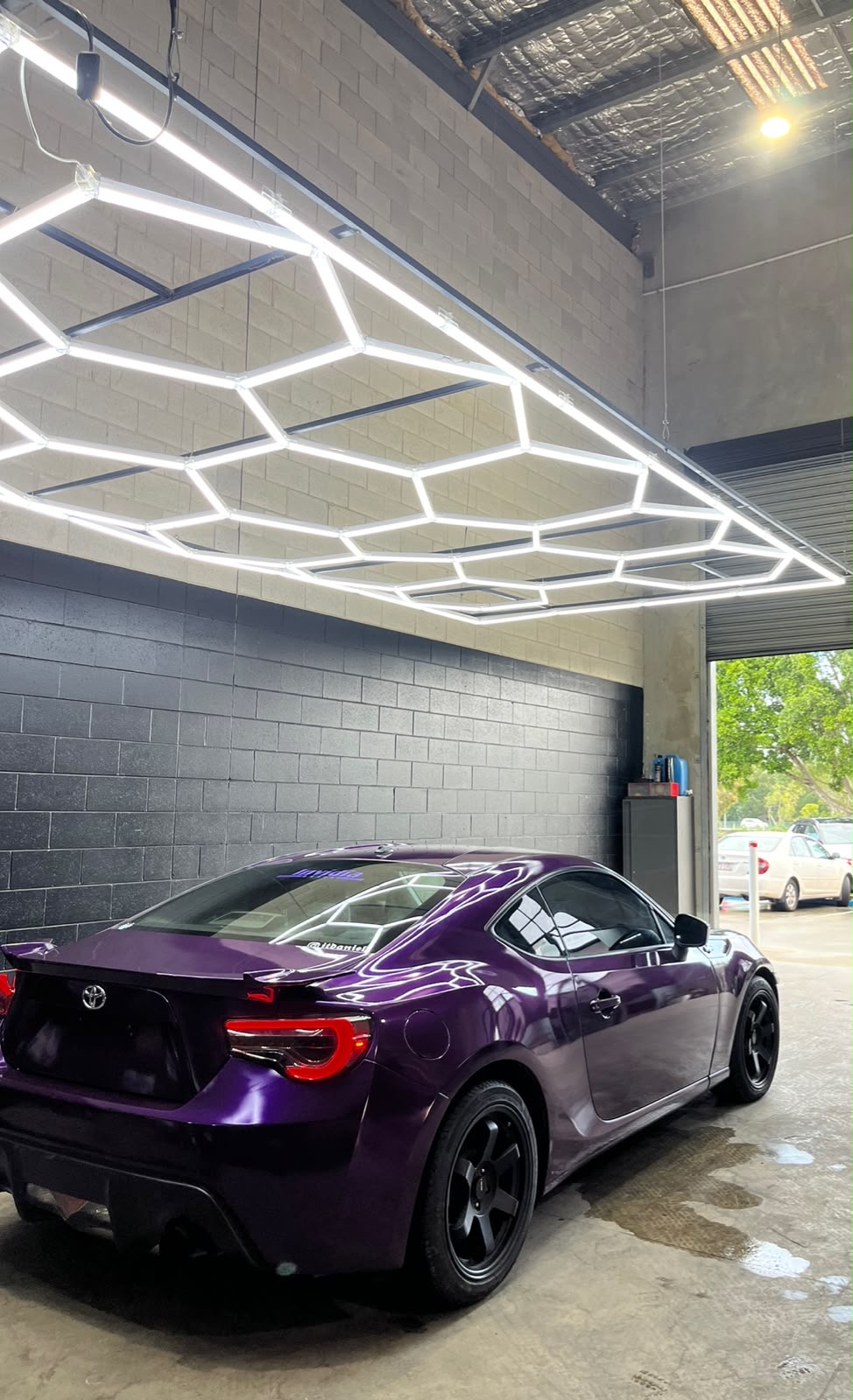 Midnight purple Toyota 86 gloss colour-change wrap in the studio